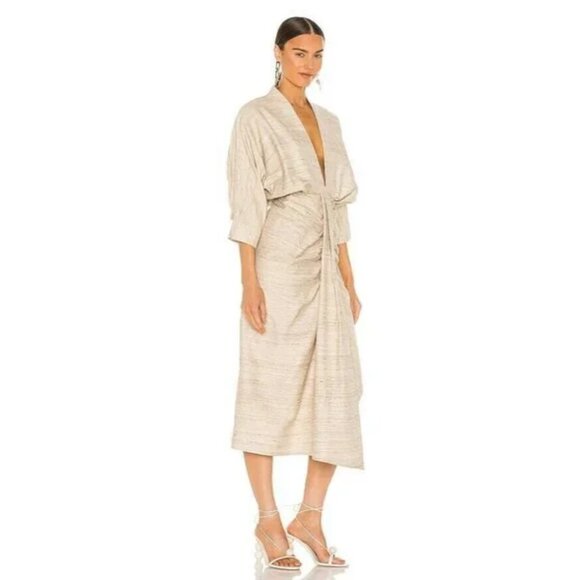 Piece of White | Audrey Raw Silk Dress in Biscotti Beige NWOT - Picture 2 of 8